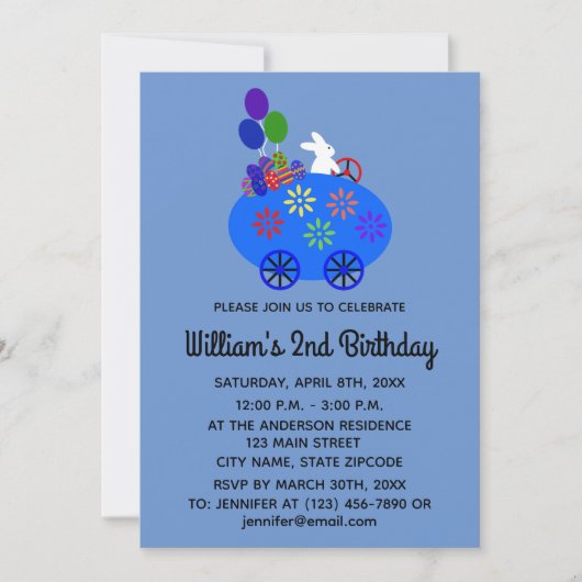 誕生日バニーエッグ#3-2招待状カード セーブザデート (正面)