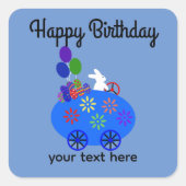 誕生日バニーライディングエッグカー#3スタンプ スクエアシール (正面)