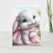 誕生日バニー着用ピンクレースドレス カード (正面)