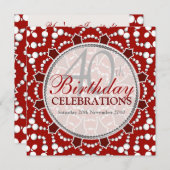 誕生日バブルお祝い赤+白招待状 招待状 (正面/裏面)