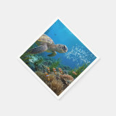 誕生日バブルと海ガメ スタンダードカクテルナプキン (角)