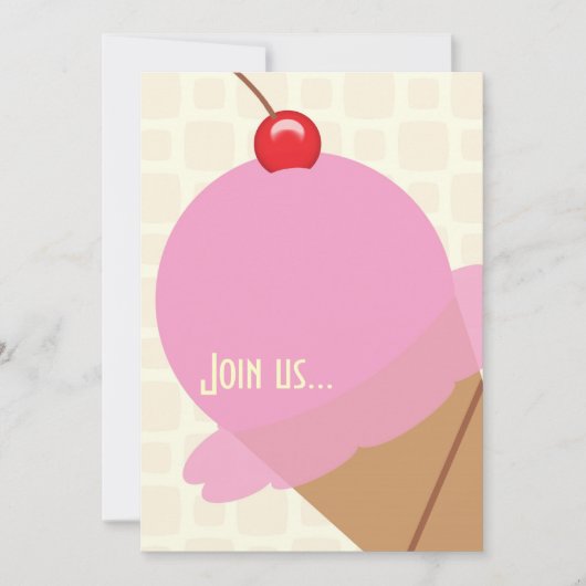 誕生日バブルガムアイスクリームパーティの招待状 招待状 (正面)