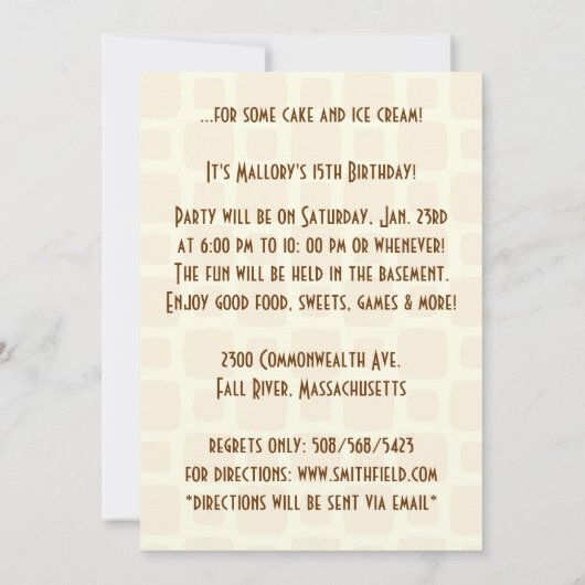 誕生日バブルガムアイスクリームパーティの招待状 招待状 (裏面)