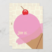 誕生日バブルガムアイスクリームパーティの招待状 招待状 (正面/裏面)