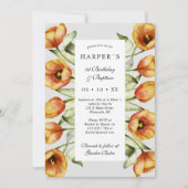 誕生日バプテスマの春の花とチューリップ 招待状 (正面)