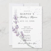 誕生日バプテスラベンダーの花 招待状 (正面)