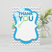 誕生日バポップ・アートのブルブルー&グリーンサンキューカード サンキューカード (スタンド正面)