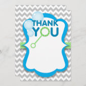 誕生日バポップ・アートのブルブルー&グリーンサンキューカード サンキューカード (正面/裏面)