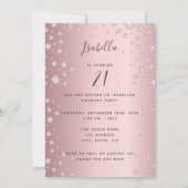 誕生日バラピンクダイヤモンド輝き 招待状 (裏面)