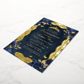 誕生日バラレースバタフライ金ゴールドネイビーキンセアニェラ 箔招待状 (回転した状態)