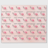 誕生日バラ手持ハート ラッピングペーパー (フラット)