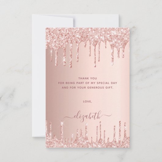 誕生日バラ金ゴールドがドライ感謝していブする サンキューカード (裏面)