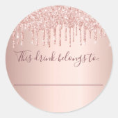 誕生日バラ金ゴールドグリッターこの飲料は ラウンドシール (正面)