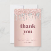 誕生日バラ金ゴールドグリッターは銀グラマラス サンキューカード (正面)