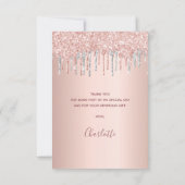 誕生日バラ金ゴールドグリッターは銀グラマラス サンキューカード (裏面)