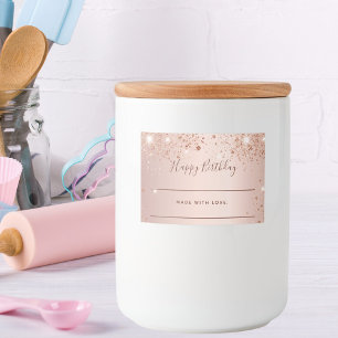 誕生日バラ金ゴールドグリッターほこり自家製 フードラベル