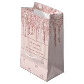 誕生日バラ金ゴールドグリッターカスタムモノグラムモダン スモールペーパーバッグ (正面アングル)