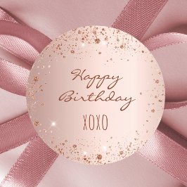 誕生日バラ金ゴールドグリッターダストハグキス ラウンドシール