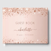 誕生日バラ金ゴールドグリッターダストモノグラム ゲストブック (正面)