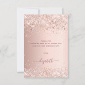 誕生日バラ金ゴールドグリッターダストユーズ サンキューカード (裏面)