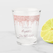 誕生日バラ金ゴールドグリッタードライブ名 ショットグラス (正面)