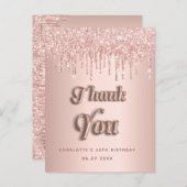 誕生日バラ金ゴールドグリッタードライ感謝していプアップ ポストカード (正面/裏面)