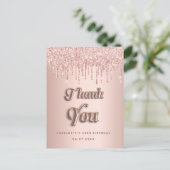 誕生日バラ金ゴールドグリッタードライ感謝していプアップ ポストカード (スタンド正面)