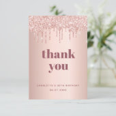 誕生日バラ金ゴールドグリッタードリップグラマラス サンキューカード (スタンド正面)