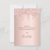 誕生日バラ金ゴールドグリッタードリップグラマラス サンキューカード (裏面)