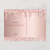 誕生日バラ金ゴールドグリッタードリップスグラムサンキューユー ポストカード (裏面)