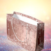 誕生日バラ金ゴールドグリッタードリップスピンクモノグラム ラージペーパーバッグ