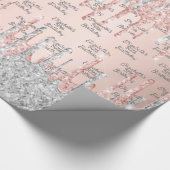 誕生日バラ金ゴールドグリッタードリップピンク銀名 ラッピングペーパー (角)