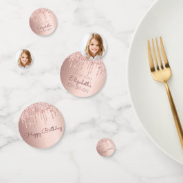 誕生日バラ金ゴールドグリッタードリップフォトガール コンフェッティ