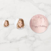 誕生日バラ金ゴールドグリッタードリップフォトガール コンフェッティ (裏面)