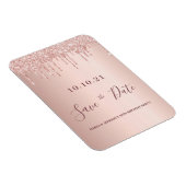 誕生日バラ金ゴールドグリッタードリップ日付を保存 マグネット (右側)