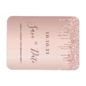 誕生日バラ金ゴールドグリッタードリップ日付を保存 マグネット (横)