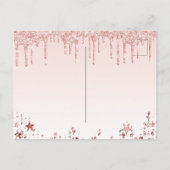 誕生日バラ金ゴールドグリッターピンク星募集 ポストカード (裏面)