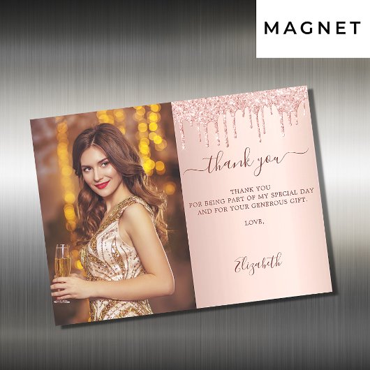 誕生日バラ金ゴールドグリッターフォト感謝していマグネットユーザ