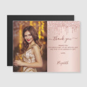 誕生日バラ金ゴールドグリッターフォト感謝していマグネットユーザ (正面/裏面)