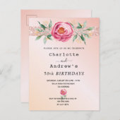 誕生日バラ金ゴールドグリッターフローラ2人 ポストカード (正面/裏面)