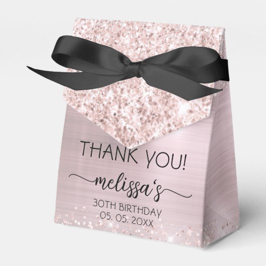 誕生日バラ金ゴールドグリッターモノグラム名ありがとう フェイバーボックス (正面サイド)