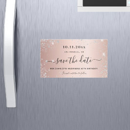 誕生日バラ金ゴールドグリッター日付磁石を保存