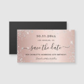 誕生日バラ金ゴールドグリッター日付磁石を保存 (正面/裏面)