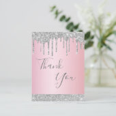 誕生日バラ金ゴールドシルバーグリッタードリップサンキュー ポストカード (スタンド正面)