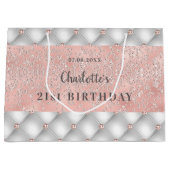 誕生日バラ金ゴールドシルバーグリッター名グラマラス ラージペーパーバッグ (正面)