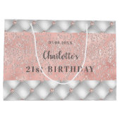 誕生日バラ金ゴールドシルバーグリッター名グラマラス ラージペーパーバッグ (裏面)