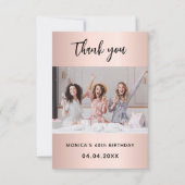 誕生日バラ金ゴールドシンプル写エレガント真 サンキューカード (正面)
