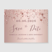 誕生日バラ金ゴールドスターは日付マグネットカードを保存 マグネット招待状 (正面)