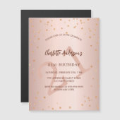 誕生日バラ金ゴールドスターエイジラグジュアリー マグネット招待状 (正面/裏面)