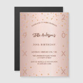 誕生日バラ金ゴールドスターズイヤー マグネット招待状 (正面/裏面)